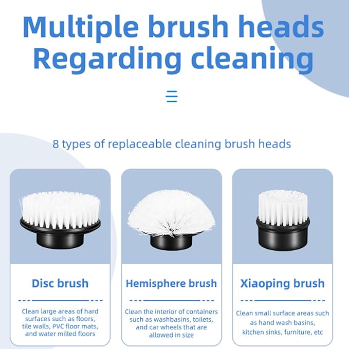 Electric Spin Scrubber, Water Proof Power Cordless Sweeping Brush Shower Cleaning Brush for Bathroom Shower Bathtub Washbasin Window Glass Tile Ipx7
