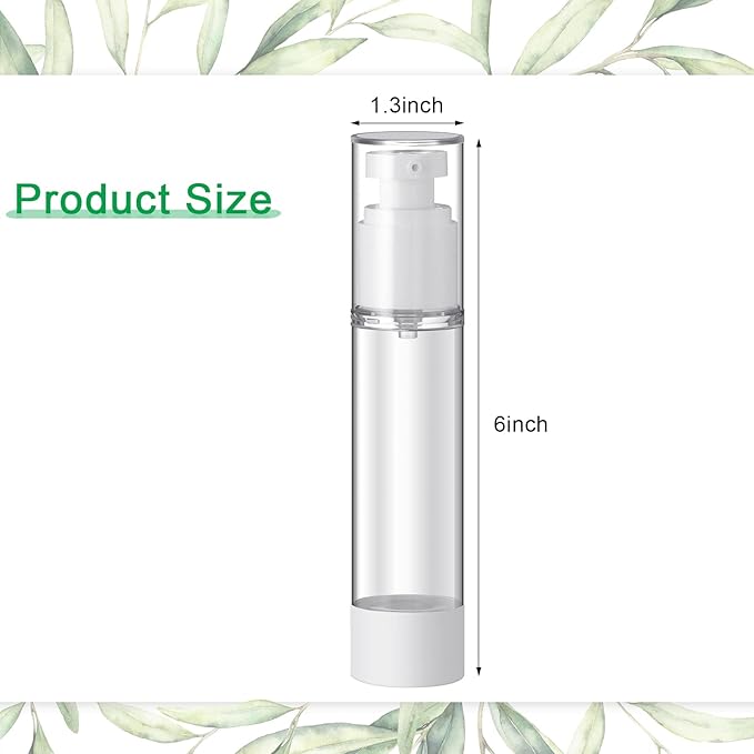 Sabary 60 Pcs Clear Airless Pump Bottles Refillable Cosmetic Travel Size Dispenser Vacuum Plastic Travel Bottles Empty Spray Pump Dispenser Liquid Toiletry Container(1.7 oz)