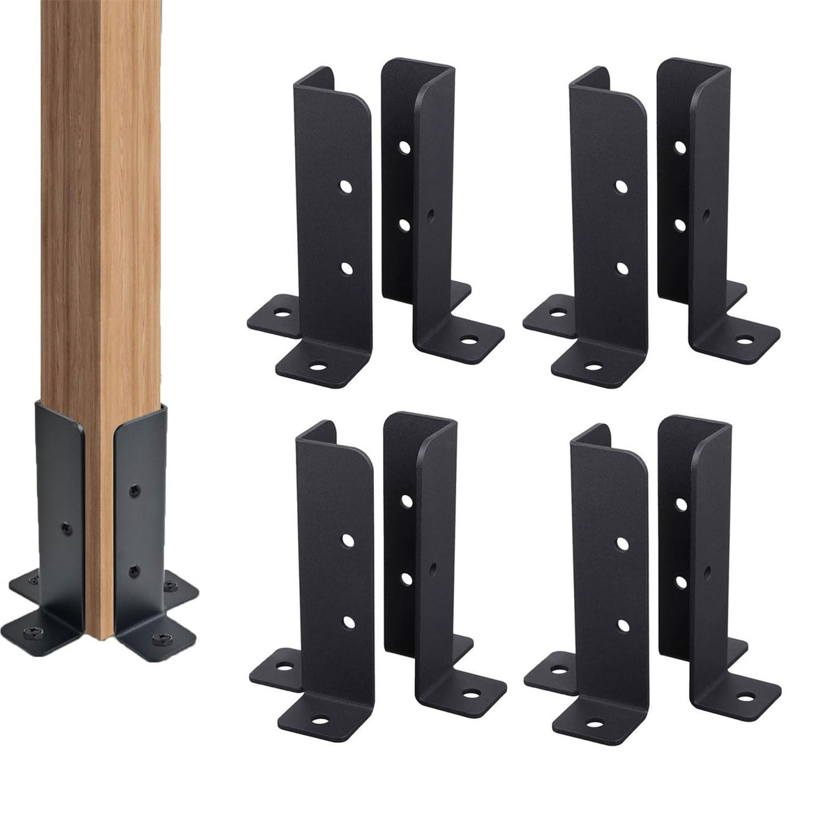 8 Pcs Wood Posts Base for Deck Plate Pergola Brackets Fence Kit - Image 1