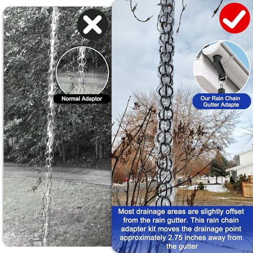 Black Metal Gutter Downspout Rain Chain Adapter - Image 6