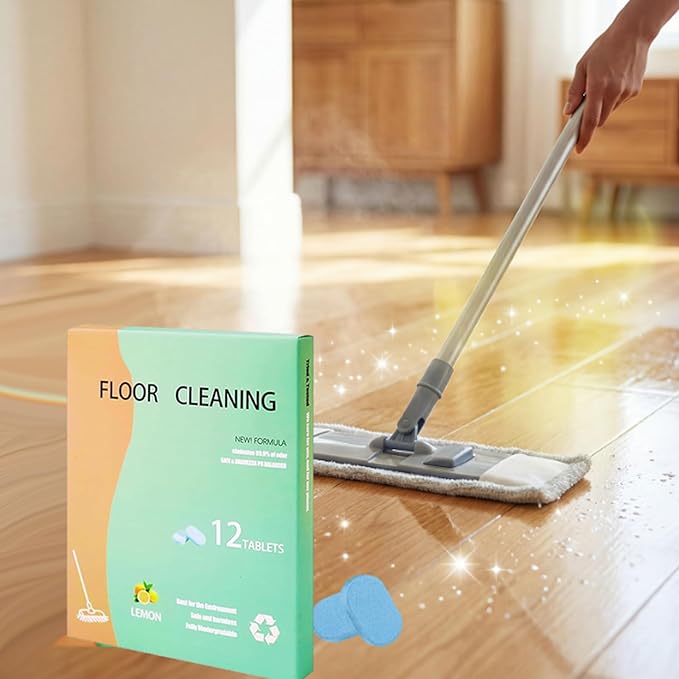 Floor Cleaning Tablets, 12PCS Floor Cleaner Tablets, High Shine & Deep Clean, Floor Cleaning Solution Tablet Lemon Scent, Flooring Protection Agent for Tile, Shine Wood (36PCS)