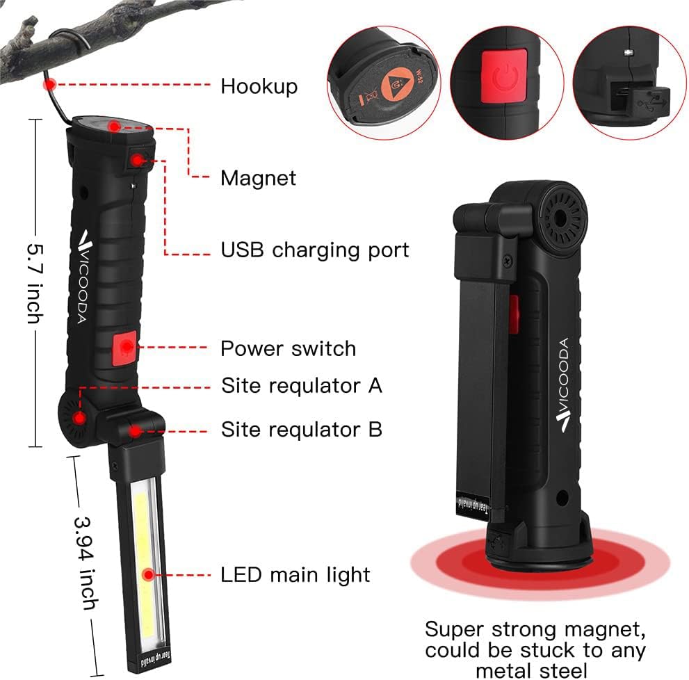 LED Work Light, Magnetic Rechargeable Flashlight, Mechanic Light - Image 5