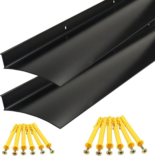 Aluminum Overhead Rain Drip Cap Guard for Exterior Door and Window Top,43.3” Drip Edge Flashing,Deflectord,Diverter, Anodized 2PCS Black