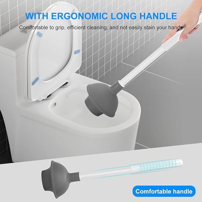 SetSail Toilet Brush and Plunger Set, Toilet Plungers for Bathroom Heavy Duty Toilet Bowl Brush and Holder+2 Pack Heavy-Duty Scrub Brushes with Stiff Bristles Cleaning Brush for Bathroom,Tub