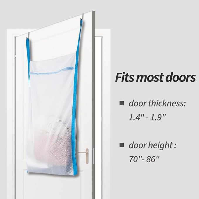 Over Door Large Mesh Laundry Hamper Bag, Washable Laundry Basket for Bedroom/Dorm/Bathroom