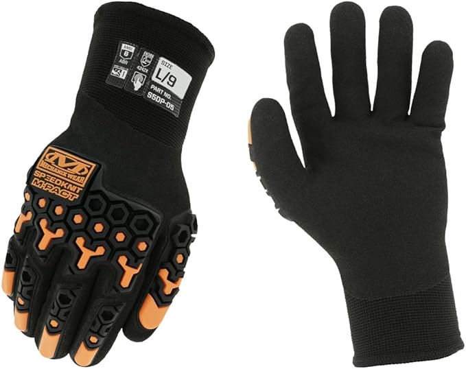 Mechanix Wear SpeedKnit M-Pact Thermal S5DP05 Gloves - Cold Weather Gloves for Protecting Hands - Insulated - Snug Fit - Touchscreen Capable - Machine Washable - Black - Small