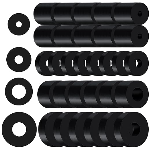 30 PCS Rubber Spacer 4 Sizes Black Non-Slip Thick Grommets Vibration Isolation Round Rubber Flat Washers