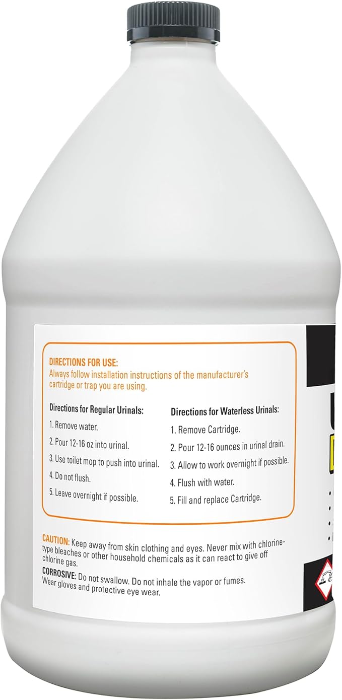 Instant Power Professional Urinal Salt Remover - Helps with Uric Salt Buildup, Dissolves Urine Salt, Urinal Drain Cleaner for Regular and Waterless Urinals, Safe on all Toilet Pipes - 1 Gallon, 4 Pack
