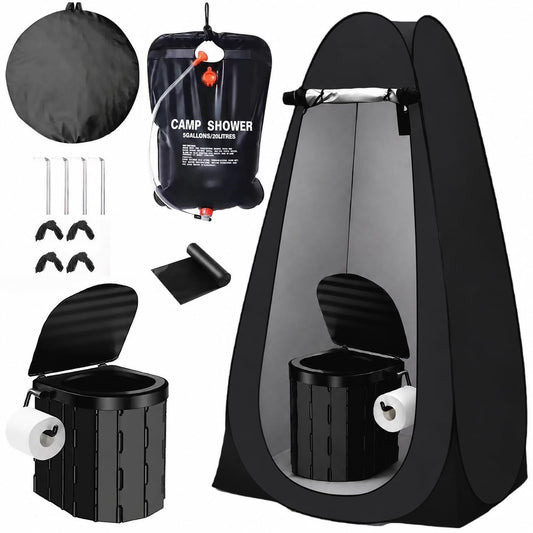 Portable Toilet Tent Kit with Privacy Tent & Camp Shower - Image 1