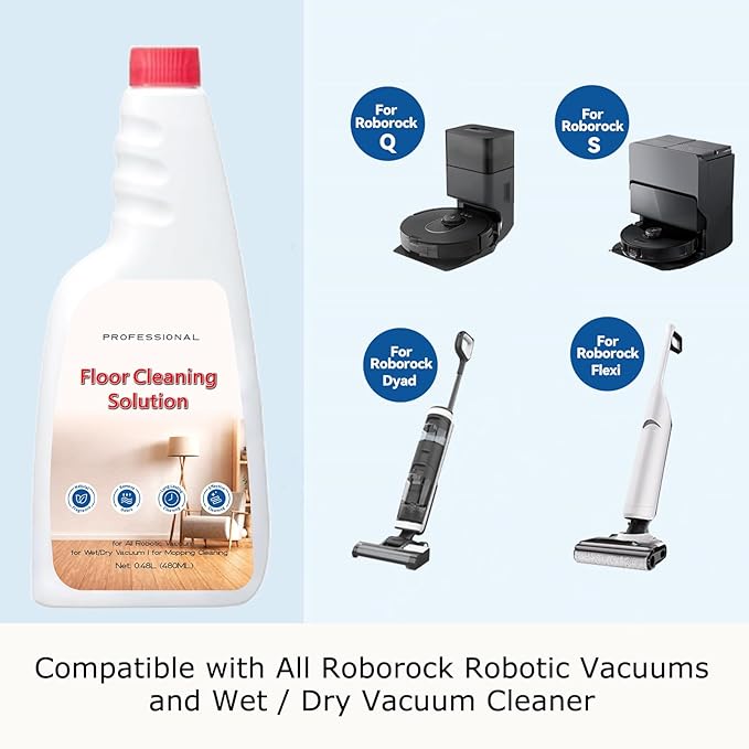 3 Pack Floor Solution for Roborock Floor Cleaning Solution Citrus Scented, Residue & Streak Free Deep Clean for Hardwood, Compatible with Roborock Saros 10/10R/Z70, Q7 Q8 Q10 S7 S8 Qrevo Series