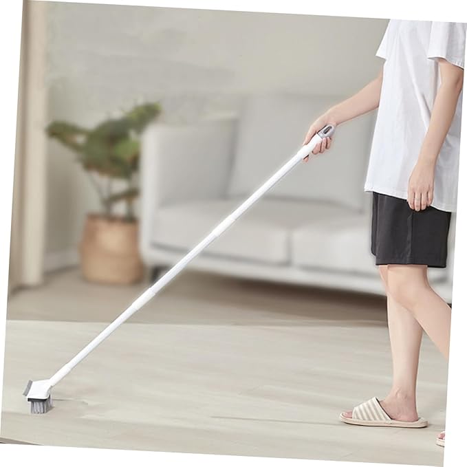 Long Handle Floor Scrub Brush with Squeegee Multi-Functional Bathroom and Tile Cleaning Tool Heavy Duty Hard Bristles for Efficient Scrubbing and Water Removal for Home Use
