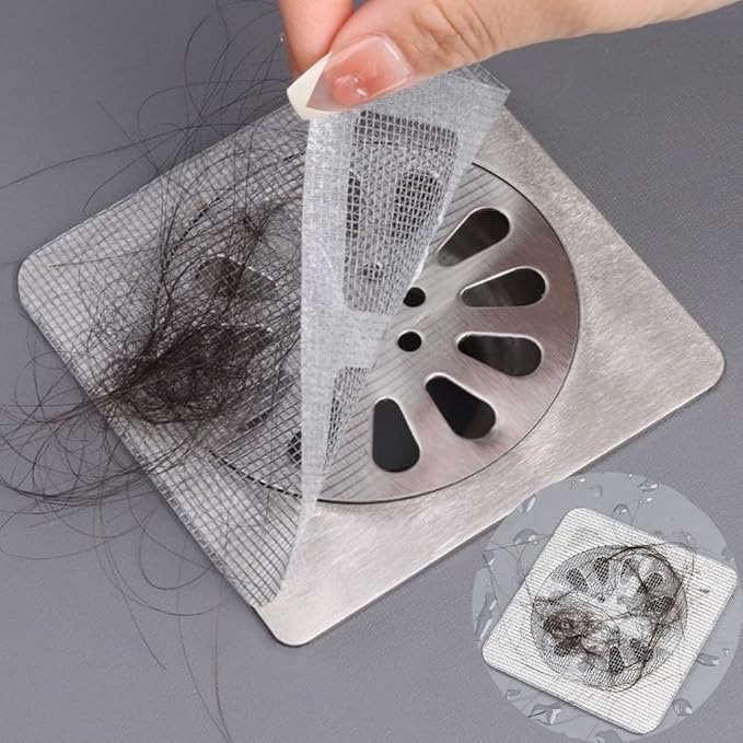 Disposable Disposable Hair Catcher Shower Drain Square Mesh Stickers,Upgrade Drain Hair Cather Sticker Filter Covers to Catch Human & Pet Hair, Fits Bathroom Shower, Kitchen Sink, Bathtub (30)