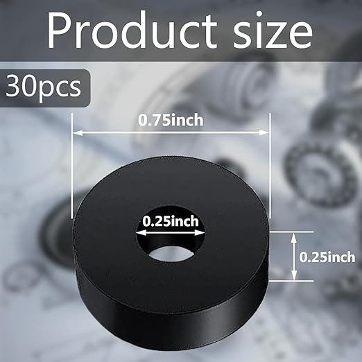 30 PCS Rubber Washer for Bolts, Rubber Flat Washers 3/4 Inch OD x 1/4 Inch ID x 1/4 Inch Thickness Rubber Spacers Black Non-Slip Thick Grommets Vibration Isolation