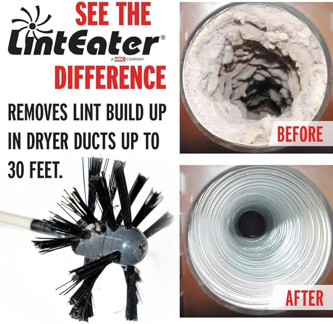 RLE30 LintEater Rotary Dryer Vent Cleaning System, Removes Lint, Extends Up to 30’