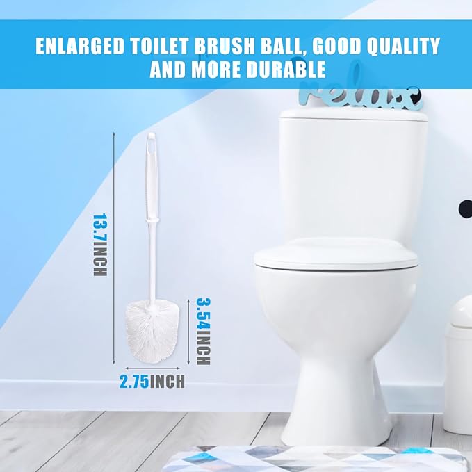 Roshtia 12 Pcs Toilet Brush Cleaner Toilet Bowl Brushes Bulk Commercial White Bathroom Scrubber with Plastic Handles Restroom Cleaning Scrub for Bathroom Industrial Cleaning Supplies 13.7 Inch