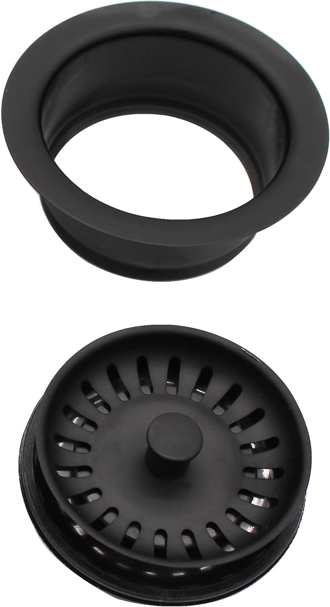 Westbrass A2089SEV-62 3-1/2" Kitchen Sink Waste Disposal Drain Flange and Basket Strainer, Matte Black