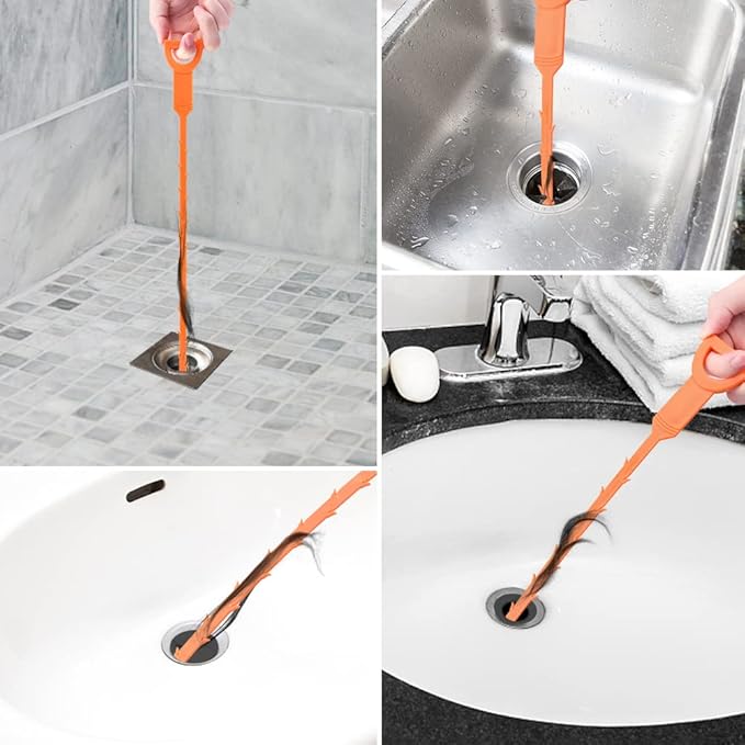 Drain Auger 33 Feet, Snake Drain Hair Removal Tool with 2 Gloves, Plumbing Sink Unclogger Drain Cleaner Toilet Snake Auger for Kitchen Bathroom Tub Shower