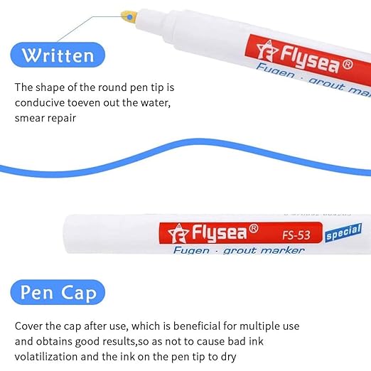 5 Pieces Grout Tile Pen Repair Pen,Renew Tile Lines, Restoring Tile Wall Floor Bathrooms and Kitchen(White)