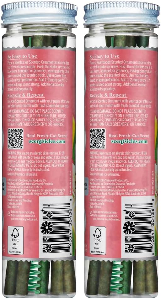 Scentsicles Lemons n Lilies Scented Sticks with 2 Scenter Stakes - 2 Bottles (12 Sticks Total) Christmas Ornament