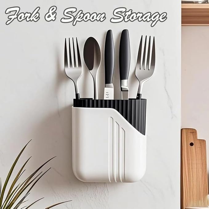 MRPAPA 2-Pack Detachable Wall Storage Organizer with Drain Holes,3.5x2x4 Inch Easy-Clean Adhesive Bathroom & Kitchen Shelf for Toothbrush, Utensils, Razors, Remote Control (White)