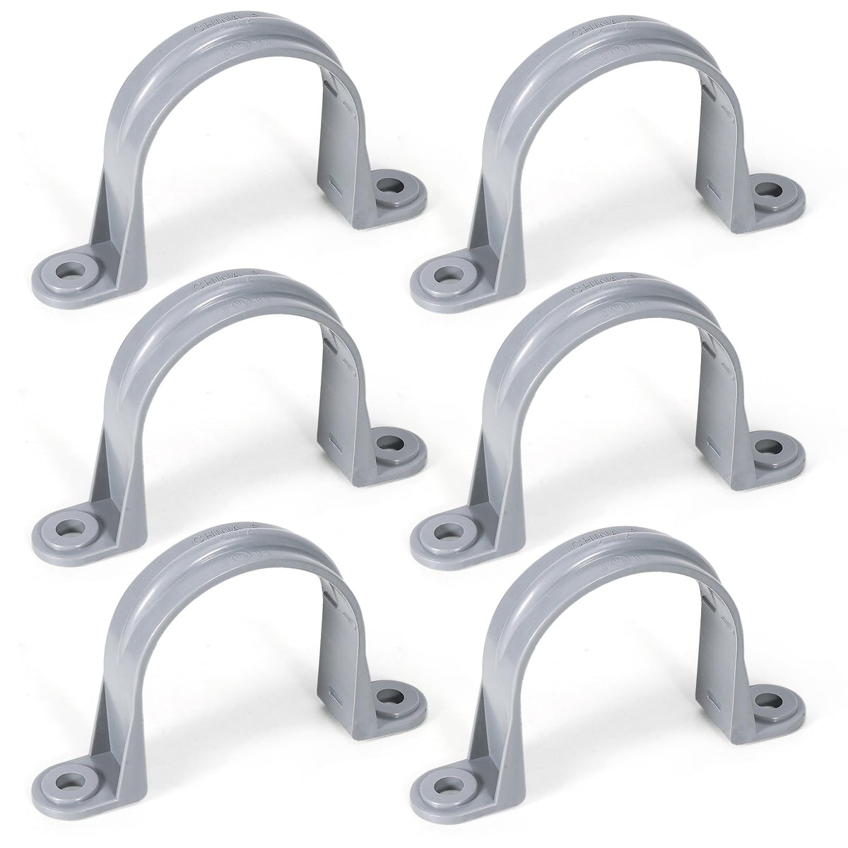 2.5 Inch PVC Pipe Straps, 2-Hole Plastic Conduit Clamp, 6PCS - Image 1