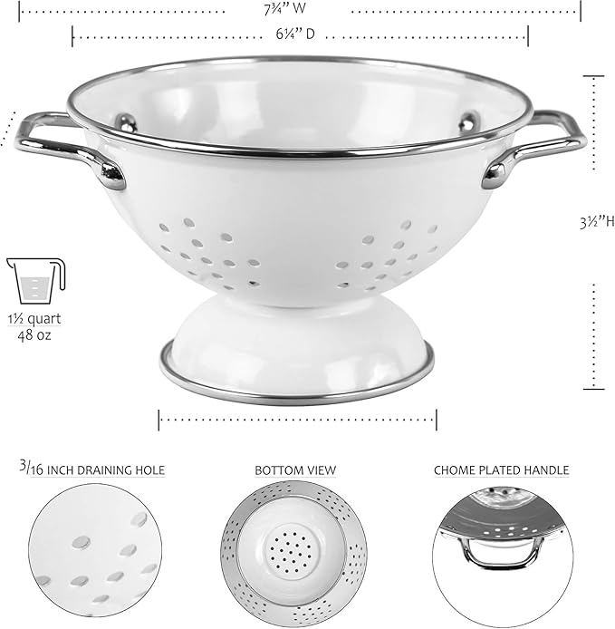 Calypso Basics by Reston Lloyd Powder Coated Enameled Colander, 1 Quart, White