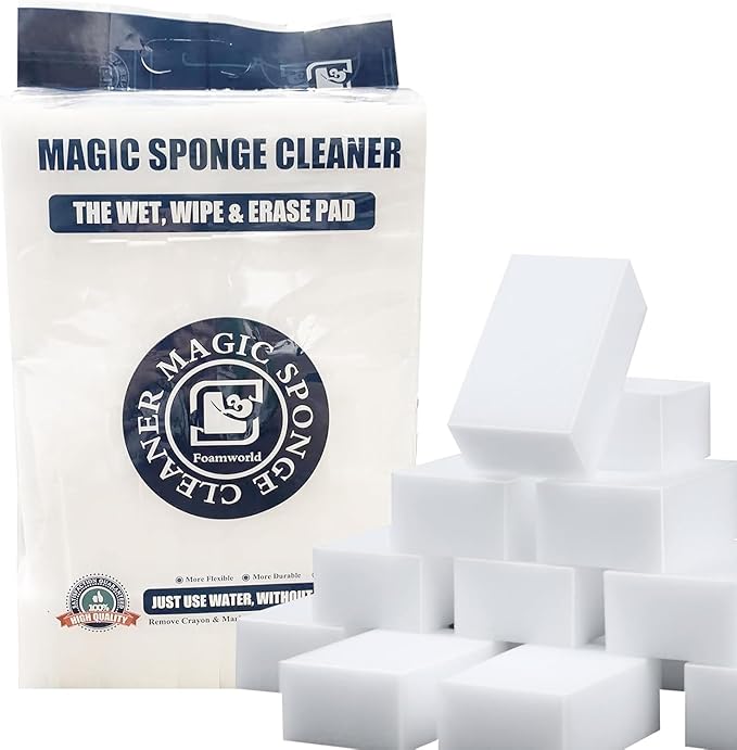 100 Pack Magic Sponges Eraser - Melamine Sponge of High Density, Long Lasting Kitchen Cleaning Sponge for Dishes Furniture Baseboard, Sink, Floor, Car, Toys (3.93"x2.36"x0.79")