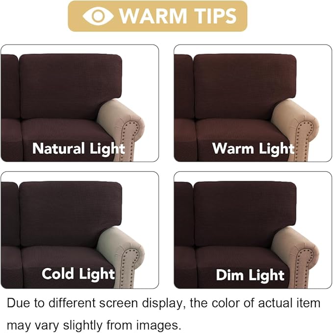 H.VERSAILTEX Multi-Pieces Sofa Slipcovers for 3 Seat Cushion Couch High Stretch Couch Cushion Covers Jacquard Textured Twill Fabric(3 Seat Covers Plus 3 Back Cushion Covers, Chocolate)
