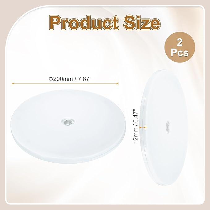 uxcell 2Pack Acrylic Lazy Susan Turntable, 8" Spinner Lazy Susan Turntable Organizer, Acrylic Ball Bearing Rotating Tray for Pantry Spice Rack Decorating, White