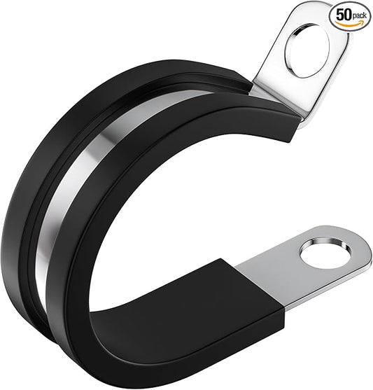 50 PCS 1-1/2 Inch Cable Clamps, 304 Stainless Steel Cable Clamps, Insulated Clamp, Hose Clamp, Pipe Clamp, Sturdy Clamp, and Wire Clamp by RTHIEAI