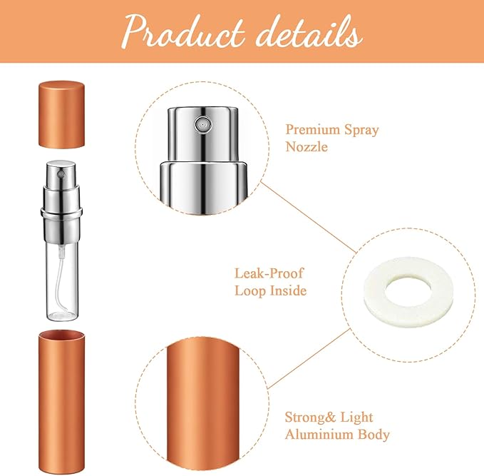 Zonon 56 Pieces Refillable Perfume Atomizer Mini Refillable Spray Perfume Bottle Portable with 56 Pieces Refill Pump Dispenser Pump Transfer Tool for Outgoing (Rainbow Color,5 ml)