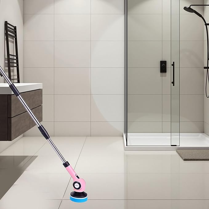 Diydeg Electric Spin Scrubber, Cordless Brush with 8 Replaceable Brush Heads and Adjustable 3 Speed Settings, Power Scrubber for Bathroom Kitchen Tile Floor