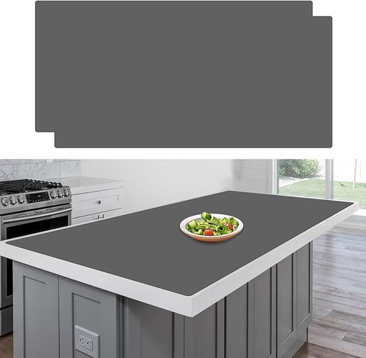 48"x24"(120cmx60cm) Large Silicone Mat for Kitchen Counter, Non-Slip Heat Resistant Countertop Protector, Waterproof Multipurpose Mat for Kitchen Island(2Pack, Dark Gray)