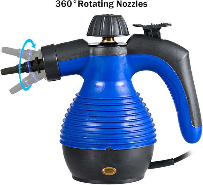 GOFLAME Steam Cleaner 1050W Handheld Multi-Purpose Powerful Steam, Sanitizer, Steamer, Steam Iron, Remove Stains/Grease from Bathroom, Kitchen (Blue)
