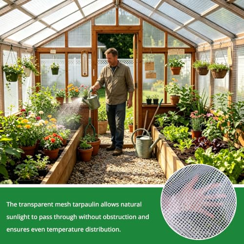 8x10FT Clear Mesh Tarp Heavy Duty Waterproof Ultrasonic Process - Image 6