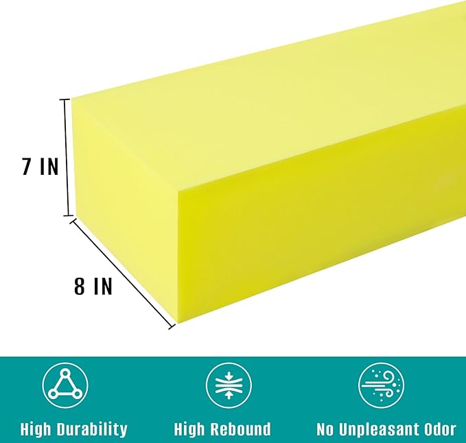 Bed Gap Filler, High Density Foam Mattress Extender for Headboard/Wall Gaps,2-Meter Extra Long Cut-to-Fit Yellow Foam Sponge Strip (78''x8''x7'')