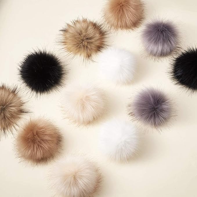 Beadthoven 24pcs 4 Inch Faux Fur Pompom Ball with Elastic Loop DIY Soft Fluffy Pom Pom for Hats Shoes Scarves Removable DIY Knitting Hat Accessories Crocheted Hats Bags Key Chains Mixed Color