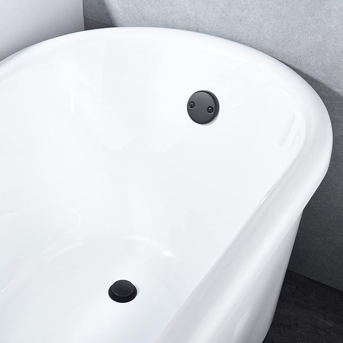 Brass Tip-Toe Tub Drain Kit with Basket Strainer and Two Hole Overflow Faceplate, Matte Black