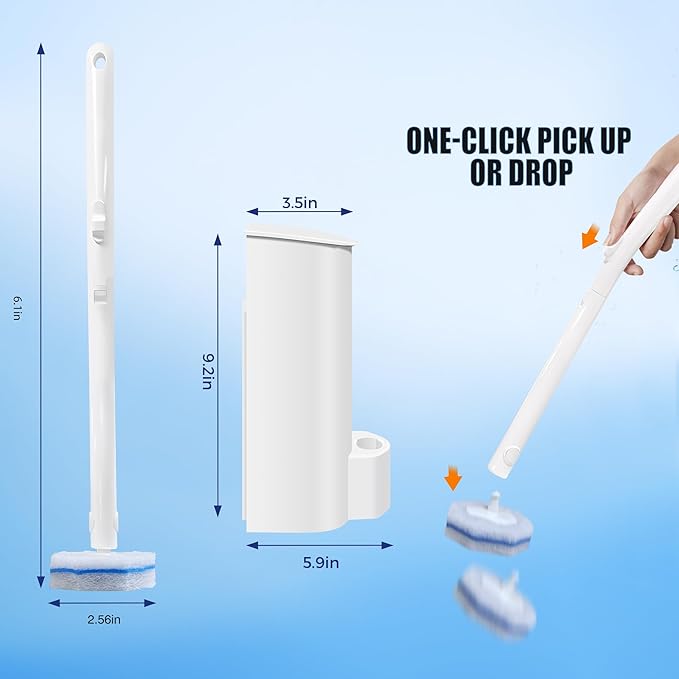 Disposable Toilet Brush Set with 70 Refills, Wall-Mounted Toilet Bowl Wand Kit-1 Extend Toliet Wand, 1 Storage Holder&70 Disposable Refill Pre-Filled Cleaning Solution for Deep Cleaning Toilet,1 Pack