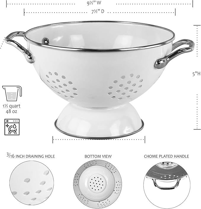 Calypso Basics by Reston Lloyd Powder Coated Enameled Colander, 1.5 Quart, Orange