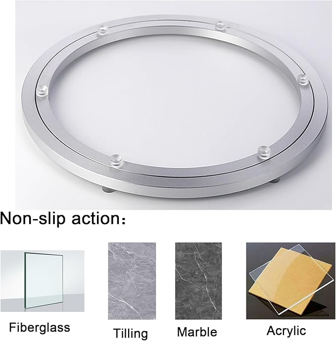 Non-Slip Lazy Susan Bearing Rotating Turntable Bearings Swivel Plate Hardware Aluminum Metal for Dining-Table and Workbench (12 Inchs) …