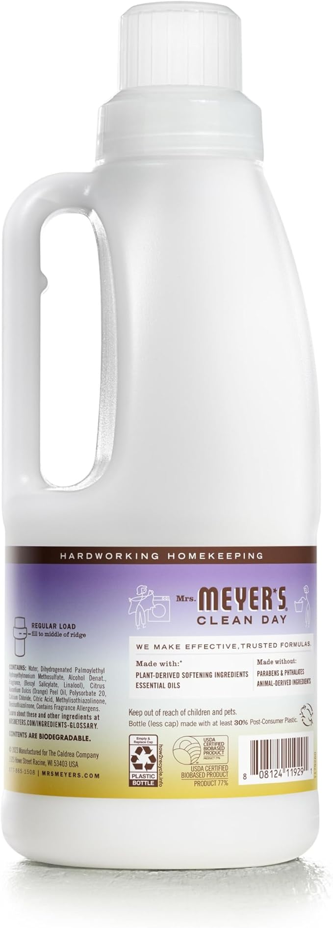 MRS. MEYER'S CLEAN DAY Liquid Fabric Softener,Infused with Essential Oils,Paraben Free,Compassion Flower,32 oz (32 Loads),(Pack of 4)