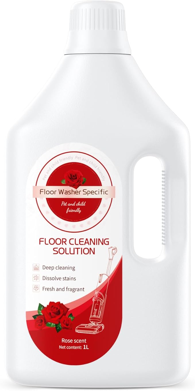 Floor Cleaner Compatible with Tineco Cleaning Solution, Suitable with All Robotic Vacuum Mop and Cordless Wet/Dry Vacuum Mop Cleaner, Multi-Surface Deodorizing & Cleaning Solution (1 L, Rose)