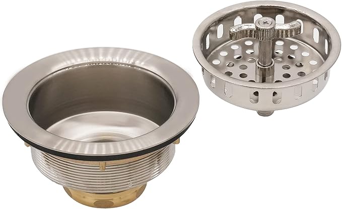 Westbrass Wing Nut Style Large Kitchen Sink Basket Strainer, 2 Pack, Satin Nickel, D2135-07