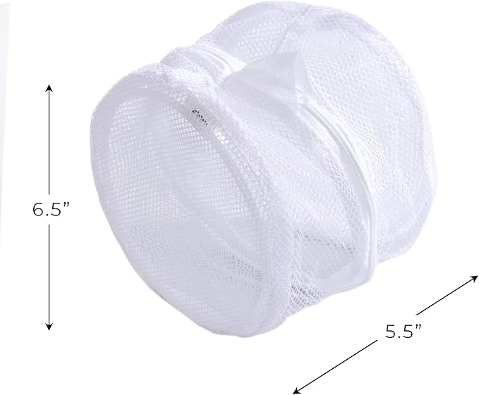 Smart Design Intimate Wash Bag w/ Safety Zipper - Washing Machine Safe - Fine Mesh Nylon Polyester - Bra, Hosiery, Pantyhose, Delicates, Lingerie, Sweater, & Baby Clothes (Set of 3) [White]