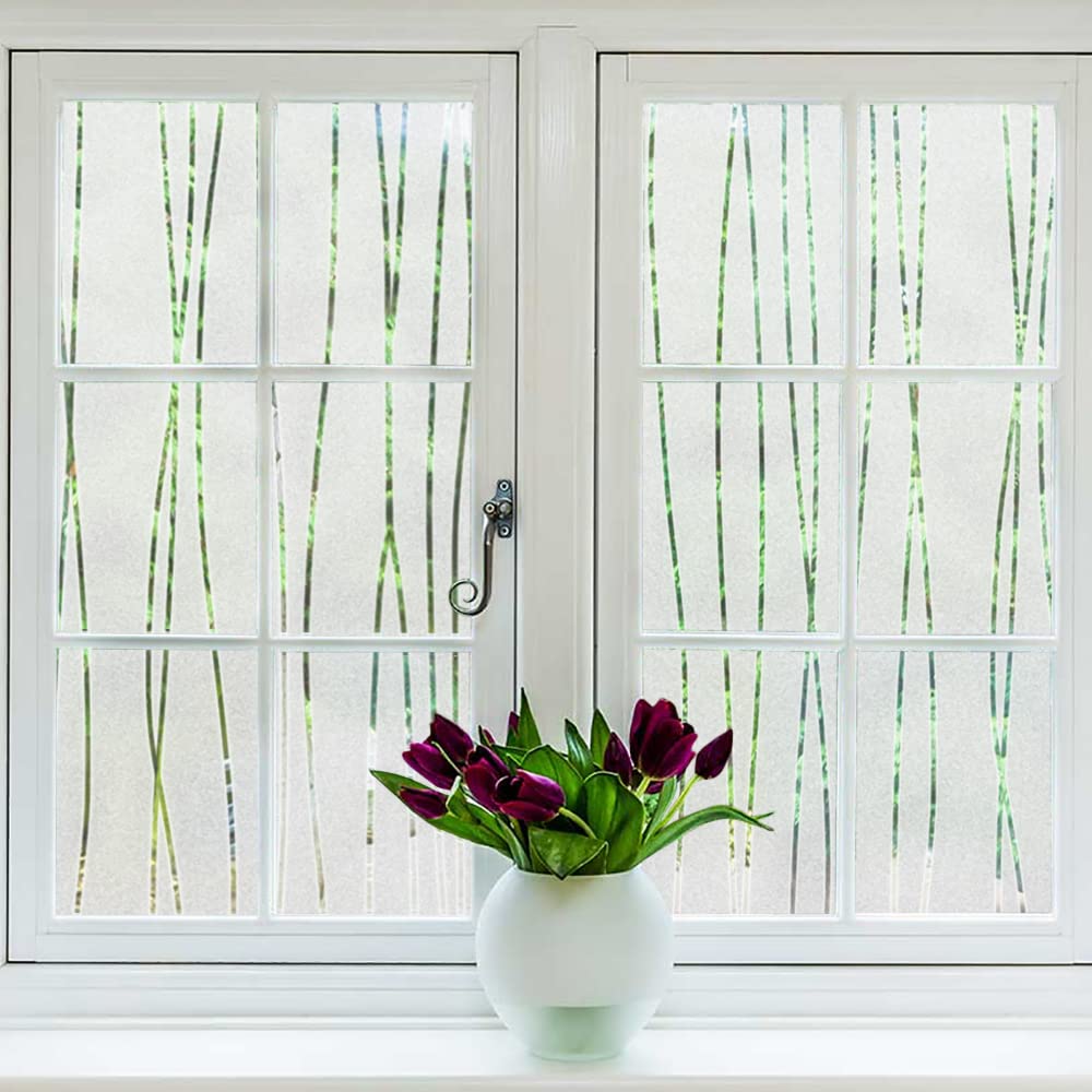 NINETREX Window Privacy Film, Frosted Glass Stripe Pattern - Image 1
