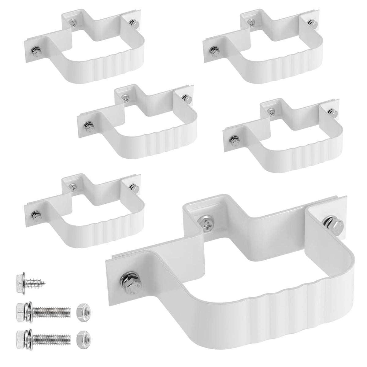 6-Pack Downspout Straps 2x3 & Wall Brackets, White | Home Repair - Image 1