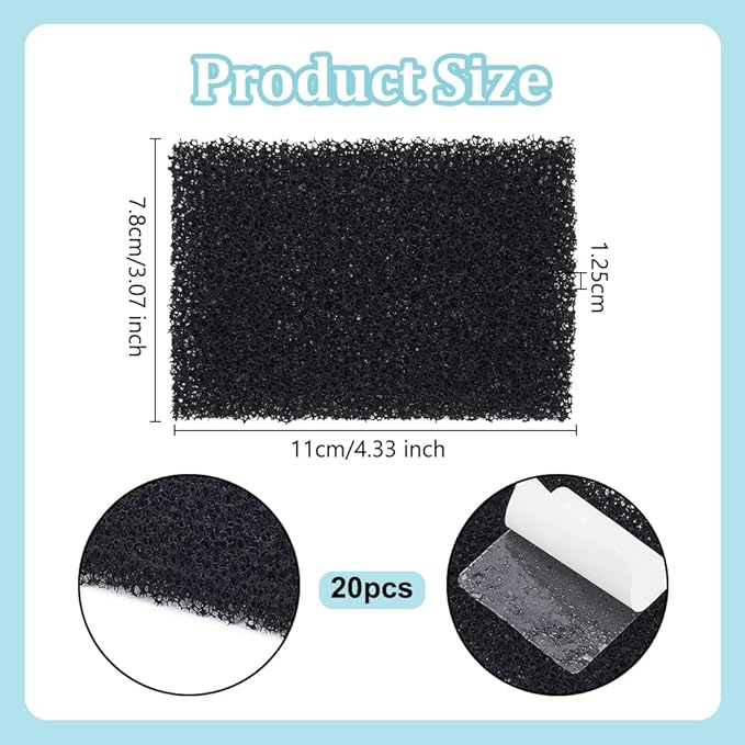 OLYCRAFT 20Pcs Trash Can Odor Absorbing Filters Activated Charcoal Deodorizer Stick-On Filters Activated Charcoal Filter for Trash Can Deodorizer Stick On Compost Bin Filter for Indoor Outdoor Bins