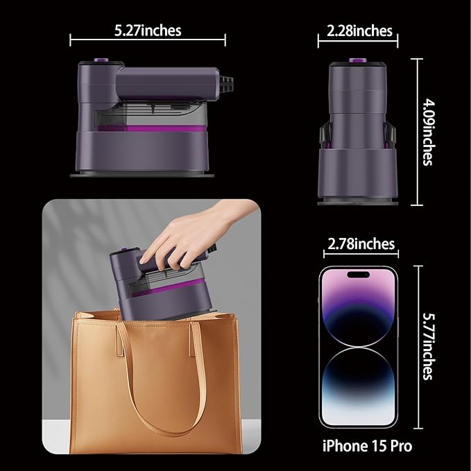 Travel Steamer Iron, 1000W Portable Dry Wet Dual Ironing Steam Iron, 20S Fast Preheating, 7.87ft Long Power Cord Clothing Wrinkle Remover, Essential for Home,Travel,University Dorms&Offices (Purple)