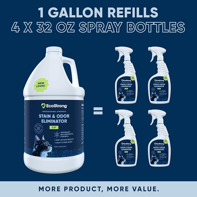 Eco Strong Cat Stain & Odor Remover - Enzyme Neutralizer Citrus Gallon Value Size